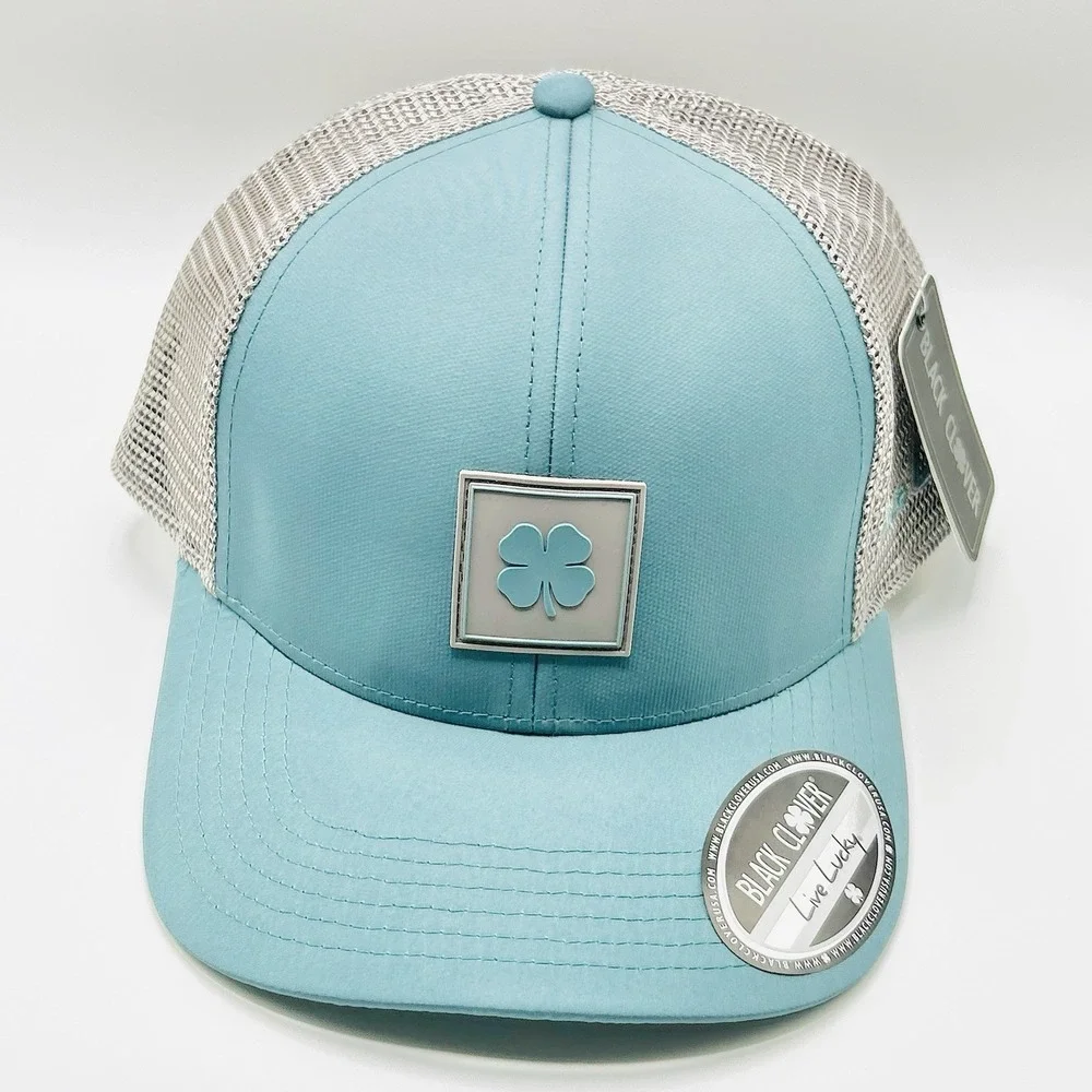 Black Clover Logo Patch Trucker Hat Cap Snapback Adjustable Blue Outdoors